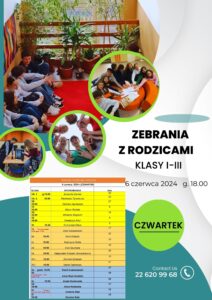 Read more about the article Zebrania z Rodzicami        6 czerwca 2024 g. 18.00