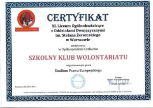 Read more about the article Ogólnopolski Konkurs Szkolny Klub Wolontariatu